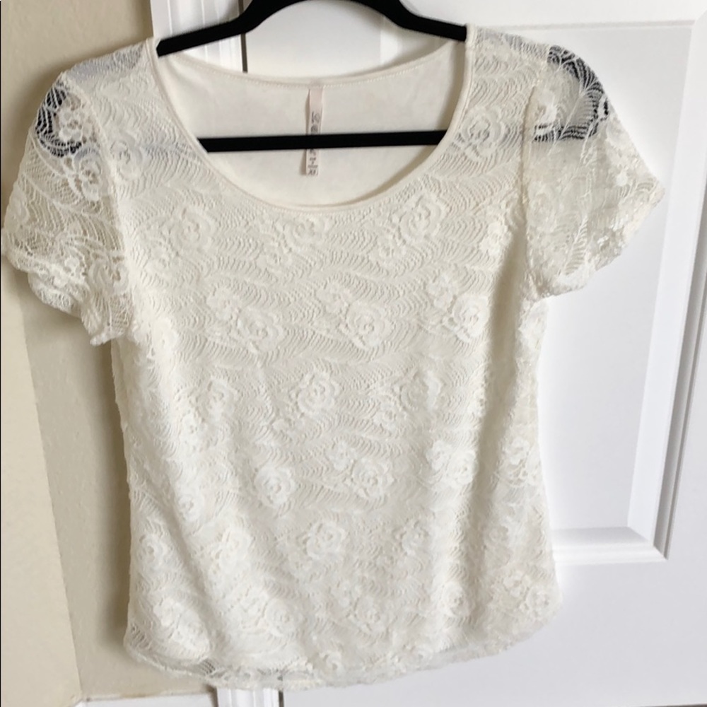Cream laced top